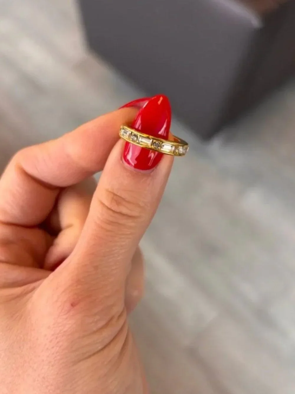 The Brenda Gold Baguette Eternity Ring with Clear Stones - Women Jewelry Sz 6